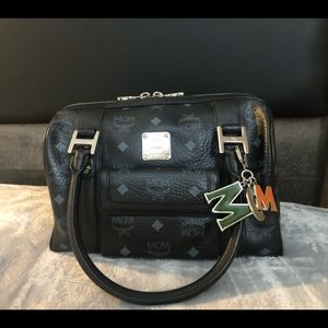 Authentic MCM Boston Bag with bag charm